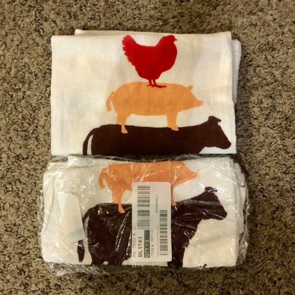 Tag Animal Friends Dish Towels NEW Set of 2